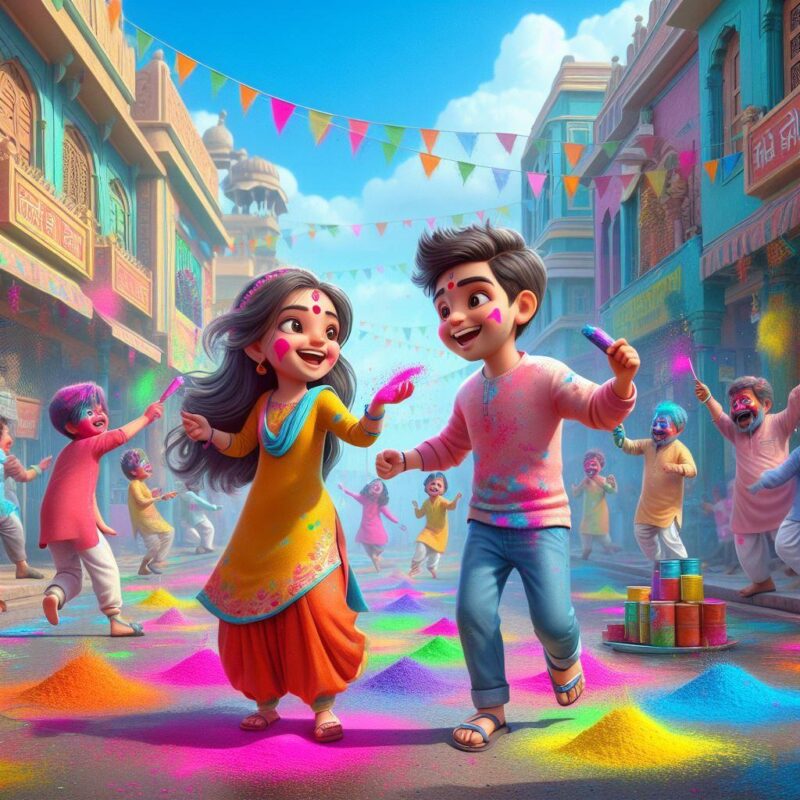  Happy Holi 3D AI Photo