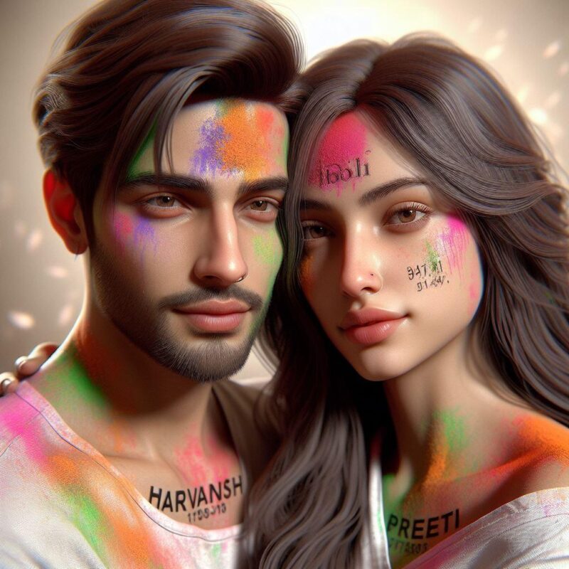  Create Happy Holi 3D AI cute couple images