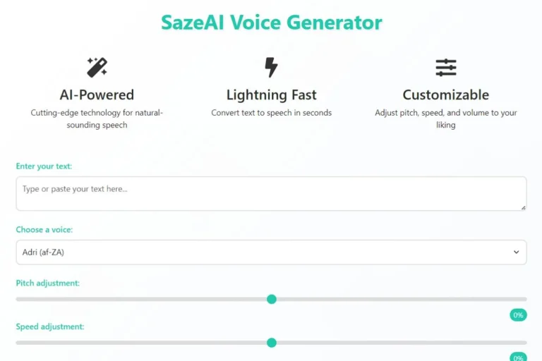 saze ai free text to speech tool